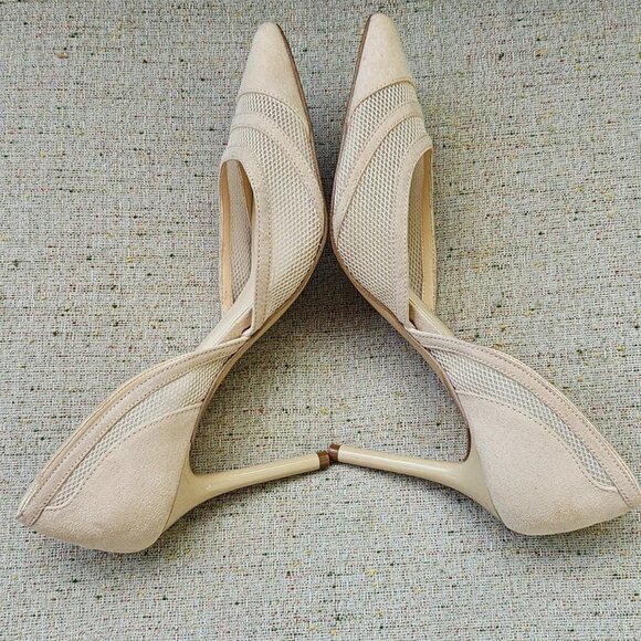 J LO Jennifer Lopez Women Heel sandal Pump Beige Textile Upper Shoe Size 8.5M - Picture 8 of 12